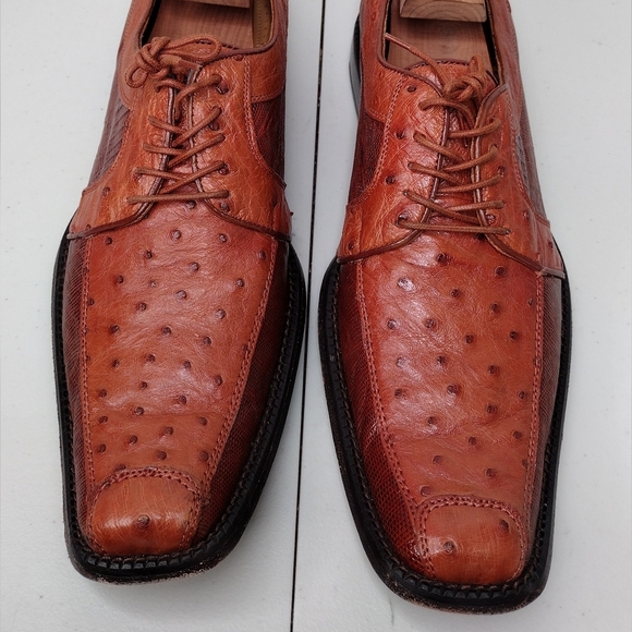 Los Altos Boots Lizard Ostrich Leather Office Business Oxford Dress Shoes Sz 11 - Picture 6 of 13